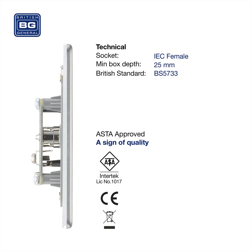 BG Electrical Screwless Flat Plate Single Co-Axial Socket