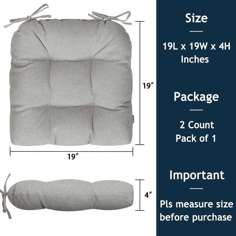 Magpie Fabrics 19"x19" Tufted Seat Cushion 2 Pack, U-Shaped Patio