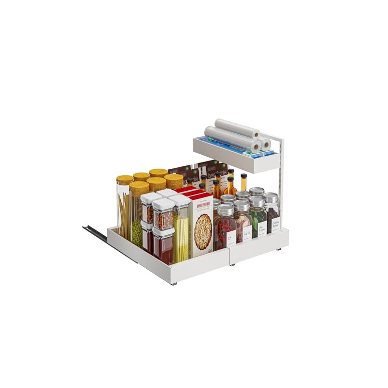 YunNasi 2 Tier Cupboard Organiser Kitchen Extendable White | Base