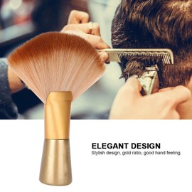 Golden soft large fan shaped salon stylist barber neck and face dusting brush for hair cleaning and hair styling barber tools hairdressing brush