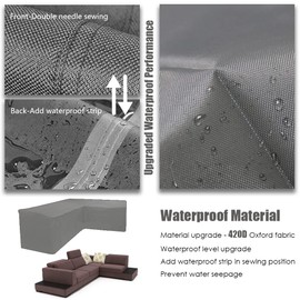 Gicov Patio Sofa Cover for Outdoor Furniture Waterproof L Shape Sofa Cover Sectional Couch Cover Heavy Duty Garden Furniture Protector with Windproof Strap