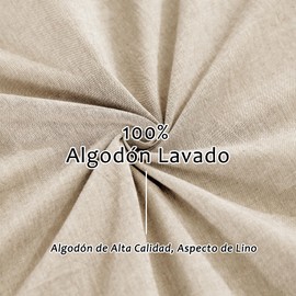 TOCOMOA Cushion Cover 40 x 40 cm, Set of 2 - 100% Washed Cotton Cushion Covers, Oeko-Tex Certified, Linen Look and Breathable Cushion Cover, Sand Pillowcase with Zip