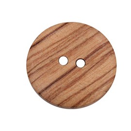 Pack of 6 Beautiful Wooden Buttons, 2 Holes, Made in Europe, with Visible Grain, Slightly Domed, Wooden Buttons, Natural Buttons (21 mm)