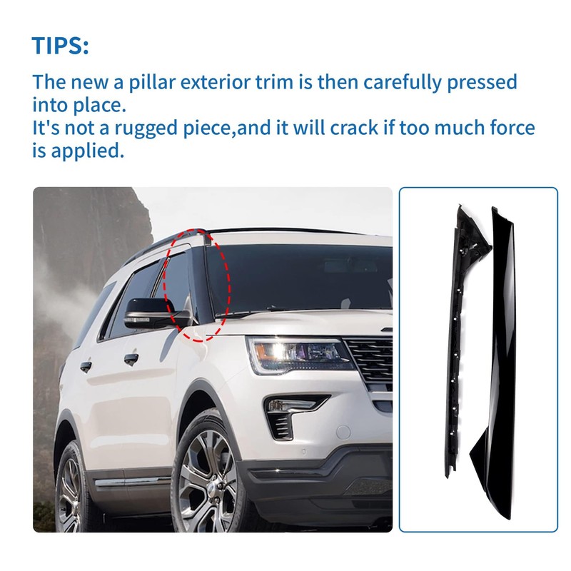 AIWGIW Windshield Pillar Trim Panel Molding Compatible with Ford Explorer