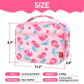 yookee home Lunch Box Kids Lunch Bag Insulated Lunch Box for Kids Lunch Container Toddler Lunch Box for Daycare Thermal Meal Lunchboxes Kids Lunch Tote Kit Girls Lunch Boxes for School Mermaid