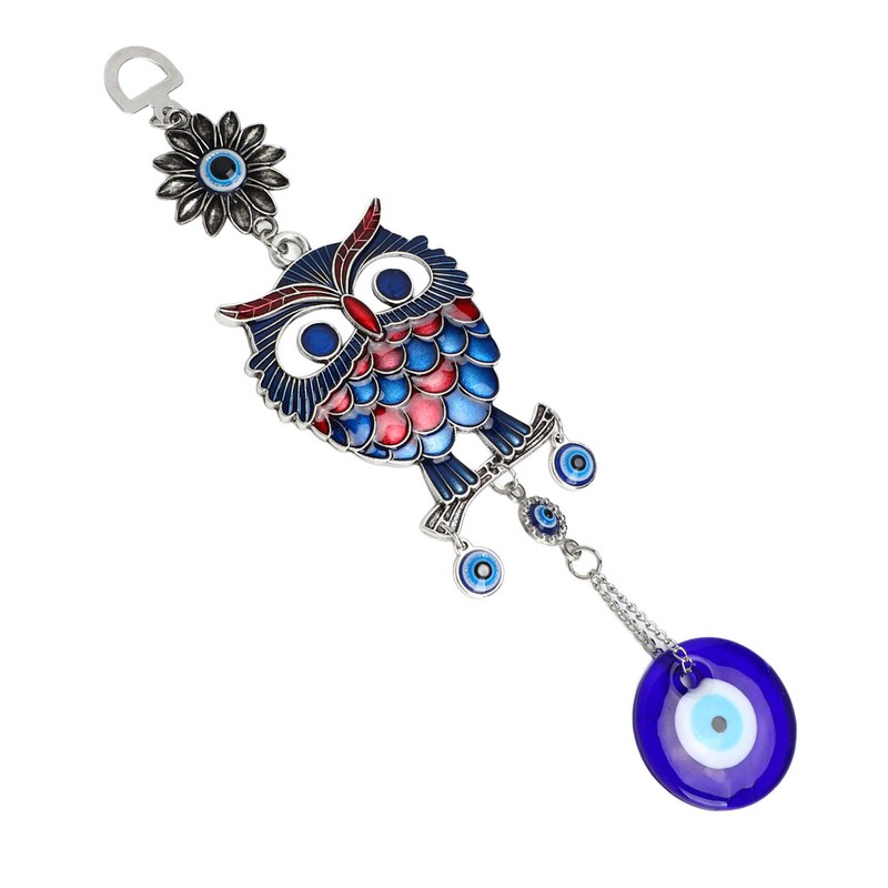 9.3in Blue Evil Eye Owl Pendant Decoration Protection Blessing Lightweight