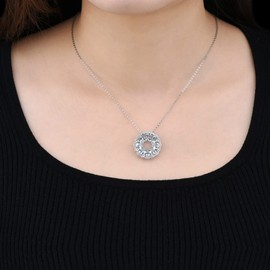 ZhenCai Pendant Necklace for Women S925 Sterling Silver Real Genuine Natural Gemstone Aquamarine Tanzanite Elegant Flower Style Birthstone Charm Women's Fine Jewelry for Her (Aquamarine)