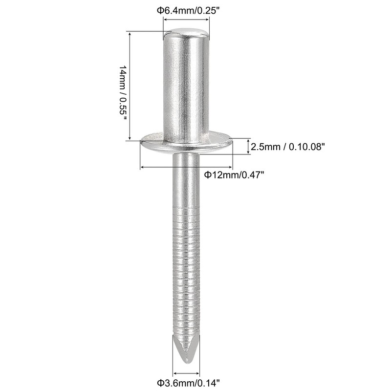 sourcing map Blind Rivets, 304 Stainless Steel Pull Rivets Core