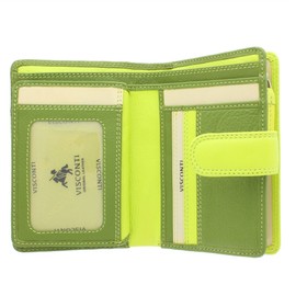 VISCONTI Rainbow Leather Ladies Purse Style RFID Blocking RB51 Lime Multi