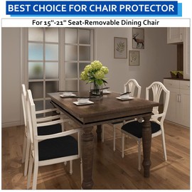 BUYUE Dining Room Chair Seat Covers Set of 4, TPU not Mixed, Friendly Jacquard Fabric Stretch Washable Slipcover for Kitchen Seat Cushions, Black-4PCS