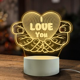 FEBDEY Romantic Gifts for Girlfriend, 3D Illusion Night Lamp, Girlfriends Birthday Anniversary Valentines Day Gifts for Her from Boyfriends - I Love You Couples Gifts (1 Pack)