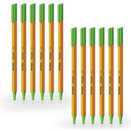 Berlingo Rapido Fineliner Set, 12 Pieces, 0.4 mm, Triangular Shape, Coloured Pens, Metal Tip, Writing, for the Office, Home Office or School and University, Rapido Series (Light Green)