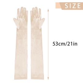 1 Pair of Long Satin Finger Gloves 1920s Opera Party Wedding Bridal Etiquette Gloves (Champagne)
