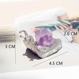 Crystal Amethyst Snail Glass Insect: Table Silver Metal Art Collectible Figurines Decor Crystal House Statue Ornament Sculpture Gift