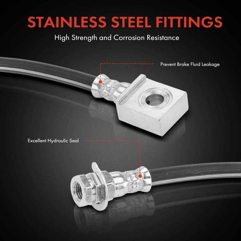 A-Premium Rear Driver and Passenger Brake Hydraulic Hose Compatible with