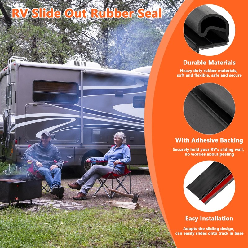 18FT RV Slide Out Rubber Seal, 1” D Bulb and