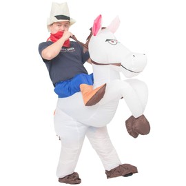 JYZCOS Adult Inflatable Cowboy Costume Western Rider Costume (White)