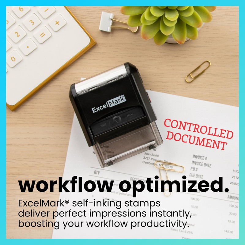 Controlled Document Self Inking Rubber Stamp - Red Ink (ExcelMark
