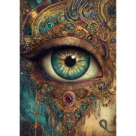 QENSPE Fantasy Eye Diamond Painting, 5D DIY Diamond Art Kits for Adults, Abstract Style Diamond Painting Kit Round Full Drill, Crystal Gem Arts Craft for Home Wall Decor 12x16 inch