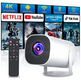Sucetiho Mini Projector with WiFi and Bluetooth, Portable Outdoor Movie Projector Supports 4K/8K with Android System, Smart Proyector for Home Theater, Business Presentation, Gmaing
