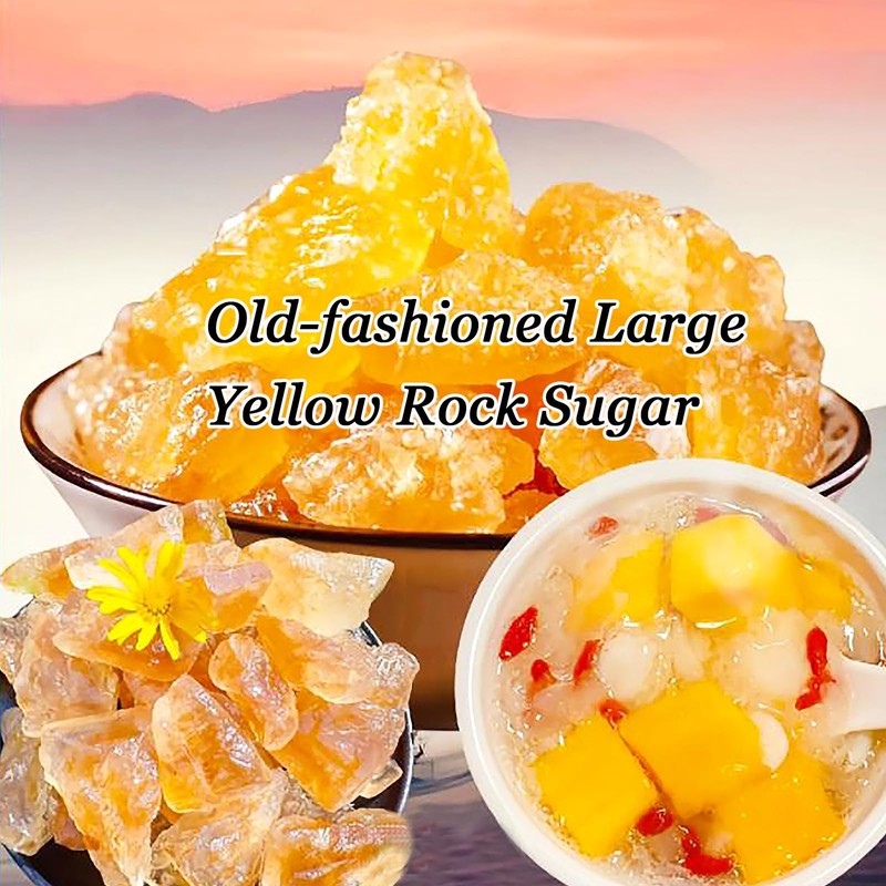 Yellow Rock Sugar 350g/12.35oz, Large Pure Cane Crystal Sweetener for
