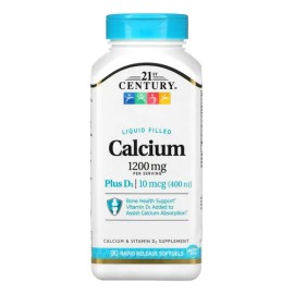 21st Century Calcio Plus Vitamina D3 Apoyo Para Huesos 90cap Sabor Sin Sabor
