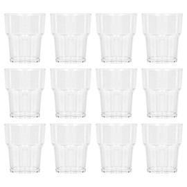 Argon Tableware Reusable Plastic Glasses - 260ml - Pack of 12 - Tumbler Glasses - Clear Cocktail Champagne Fizz Cola Tumbler Drinking Cups for Garden, Parties, Weddings, BBQ and Picnic