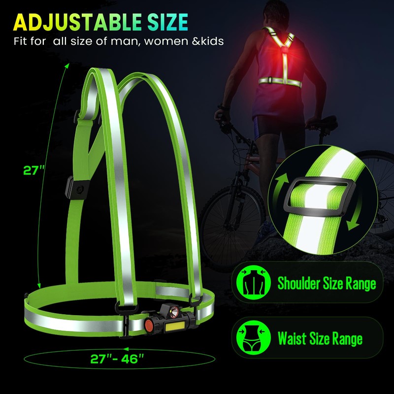 OMKHE Running Lights for Runners 500LM, Reflective Vest with LED