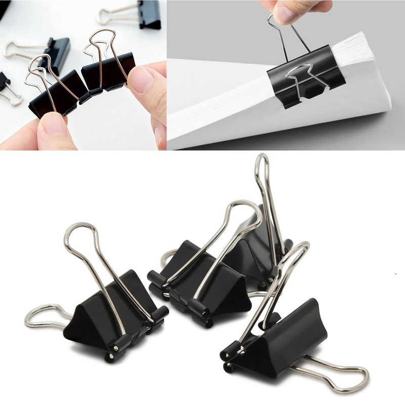 25mm Double Clips Black 100 Pieces Office Supplies Document Organizer