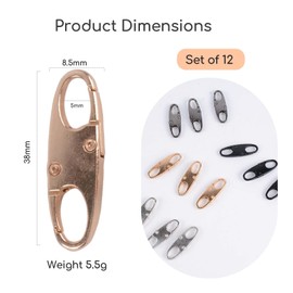 12 Pcs Anti Theft Zipper Clips, Backpack Zipper, Lock Removable S Shaped Zipper Connectors, Dual Sided Mini Zipper Clips, Ideal for Travel Camping, Black