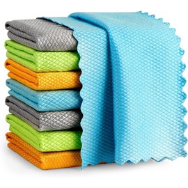 8PK Premium Microfiber Glass Cleaning Cloths – Lint-Free, Streak-Free, 12"x12" for Windows, Mirrors, Windshields & Stainless Steel - Color: 16"x16"