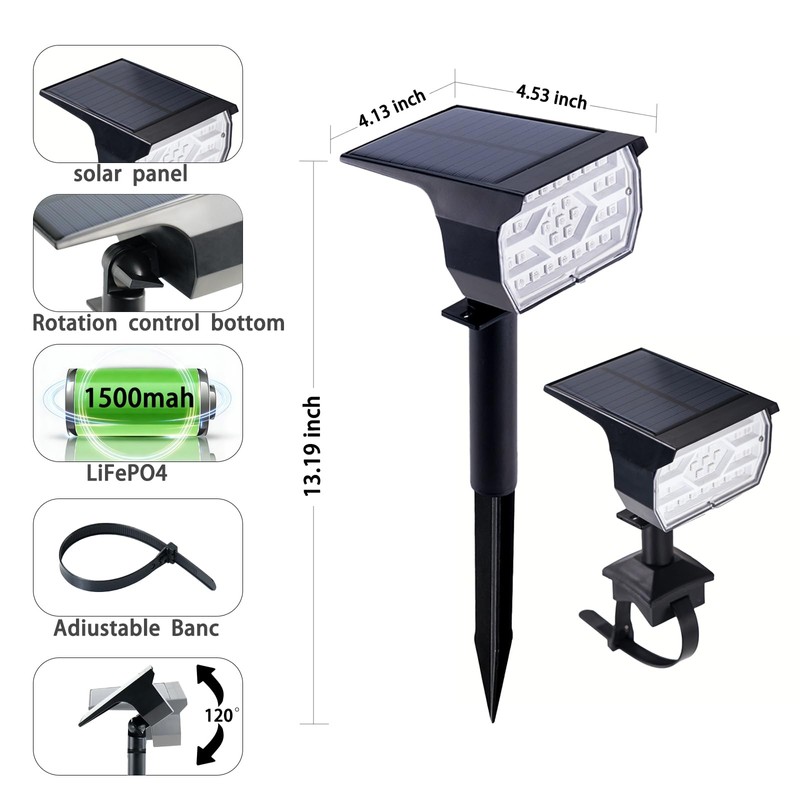 Sublume Solar Color Changing RGB Spot Lights Outdoor, 2 Pack