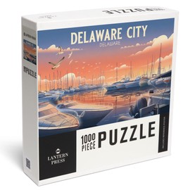 Delaware City, Delaware, Lithograph, Home Sweet Harbor, Boats in Marina (1000 Piece Puzzle, Challenging Jigsaw Puzzle for Adults, Made in USA)