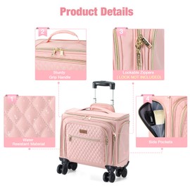 Lekespring Softside Expandable Luggage with 4 Spinner Wheels, 20 Inch Lightweight Suitcase for Men and Women, Pink