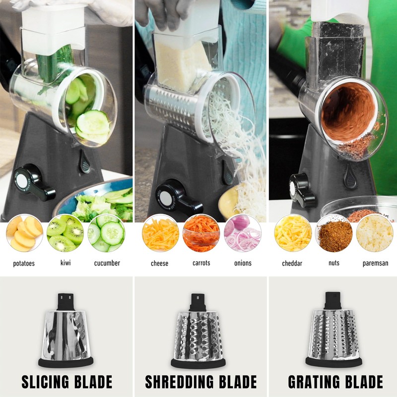 Rotary Cheese Grater with Handle, Cheese Grater Hand Crank, Fast