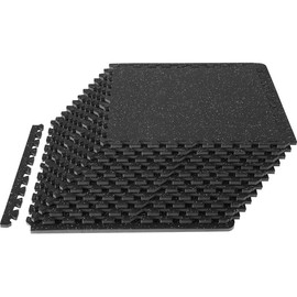 VEVOR 25 PCS 1/2 inch Thick Gym Floor Mats, 24" x 24" EVA Foam & Rubber Top Interlocking Workout Floor Mats with 100 sq.ft Coverage, Waterproof Exercise Puzzle Flooring for Gym, Home, Garage, Basement - Blocks: 12 PCS