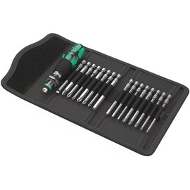 Wera 5059295001 KK 60 Kraftform Bitholding Screwdriver and 3 1/2-Inch Bit Pouch Set, 17-Piece, Multi