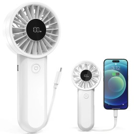 Mini Handheld Personal Fan Strong Wind and Quiet Operation for Home Car Outdoor Hotel RV Use Battery-Poweredcolor: White, Plug Type: US