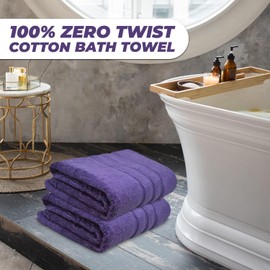 Towelogy® Bath Towels Set for Bathroom (70 x 120cm, Pack of 1) 100% Egyptian Cotton Zero Twist Towels Durable & Fade Resistant | Oeko-Tex Certified & Eco-friendly (1, Plum)