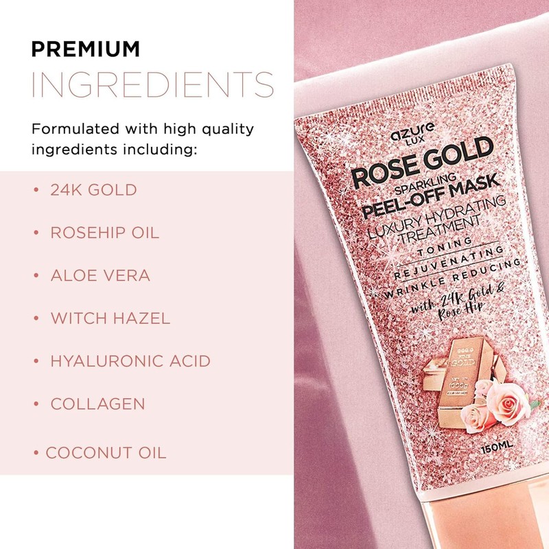 AZURE Sparkling Peel-Off Masks Bundle - Rose Gold Hydrating Peel-Off