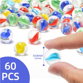 XXUOD 60 PCS Glass Marbles, Bulk Marbles for Marble Games Vase Fillers DIY and Home Decoration