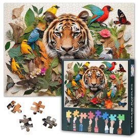 1000 Piece Impossible Hard Difficult Challenging Jigsaw Puzzles Animals Birds and Butterfly Rompecabezas Para Adultos Tiger and Flowers Puzzles for Adults 1000 Pieces 50 x 70 cm