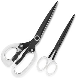 Mouchoi 2 Pack Scissors Set, Acrylic Scissors, One Big Fabric Scissors, One Small Scissors, School Supplies Craft Supplies, Black