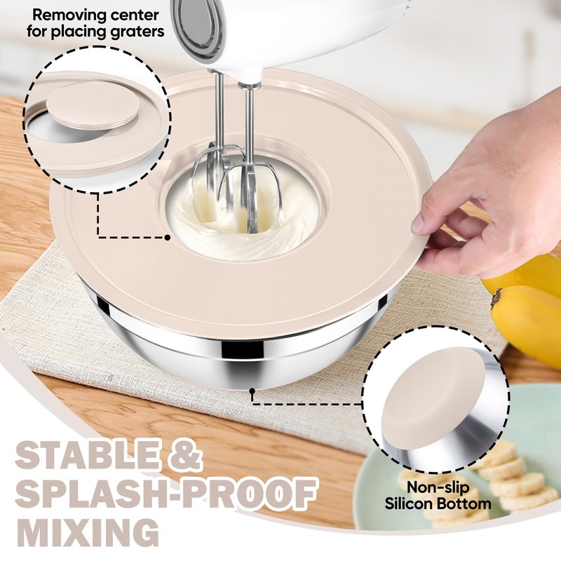 E-far 25PCS Mixing Bowls with Lid Set, Stainless Steel Nesting