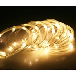 JAYIJAXIN 39Ft 100 LED Solar Powered Tube Light Solar Rope Fairy String Lights Waterproof Night Lighting with 8 Modes for Outside Garden Patio Pathways Fence Outdoor Party Xmas 12M Warm White