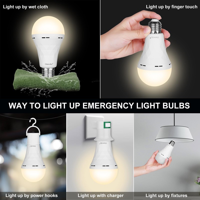 Ostwiki 10 Pack Rechargeable Light Bulbs, Emergency Light Bulbs for