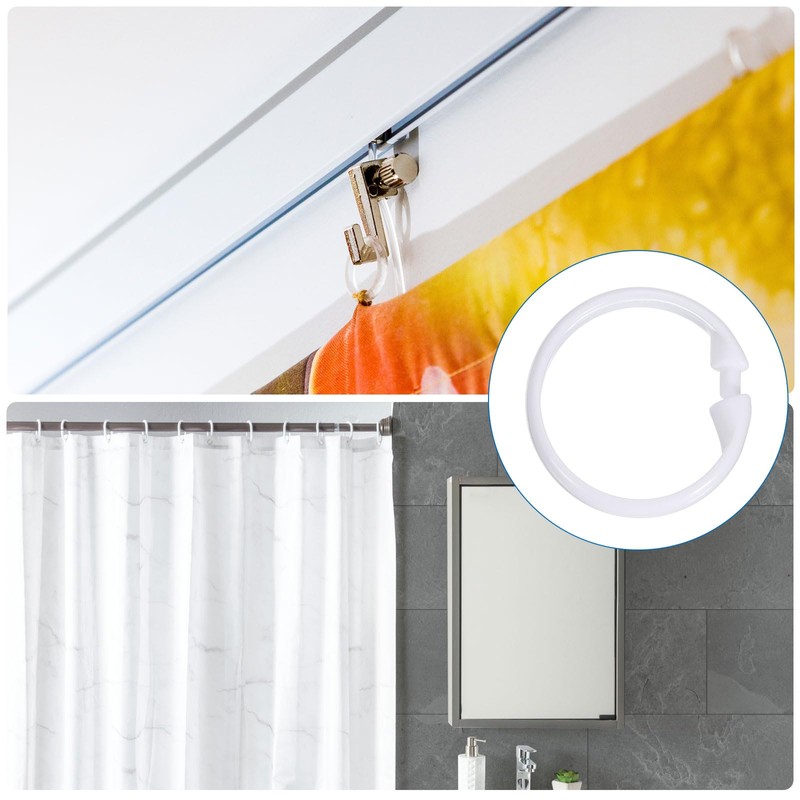 Sourcing Map 12 Pcs Shower Curtain Rings, O-Shaped Plastic Rings