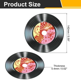sourcing map 20 Pcs Vinyl Records Decor, 5.5 Inch Blank Vinyl Records 10 Designs PVC Fake CD Album Cover for Rock and Roll Party Dining Home Decorations, (Black, Style 3)