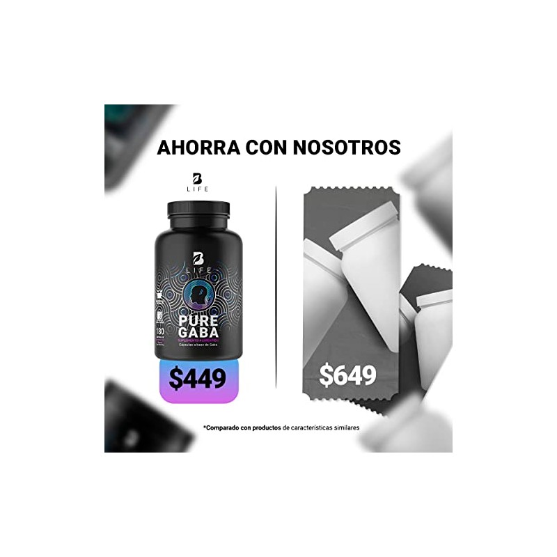 B Life Gaba Puro con 180 Cápsulas Ácido Gamma Aminobutírico