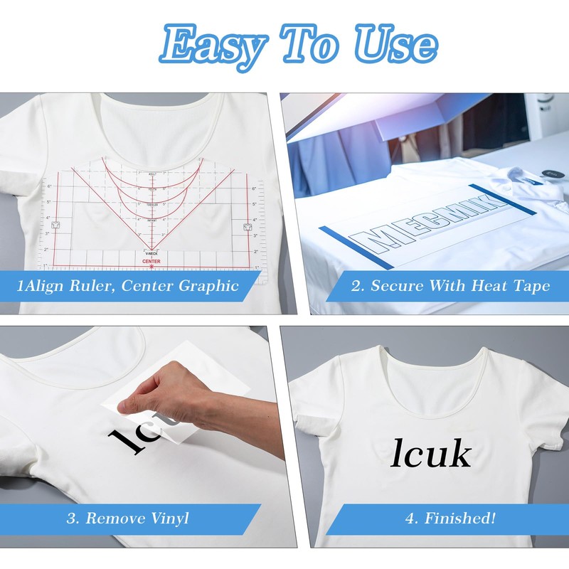 Heclia T-Shirt Ruler for Vinyl Alignment, Precision Measuring Ruler for